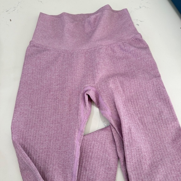Royal Athletic Lilac Pink Purple Ribbed Leggings - Picture 1 of 5